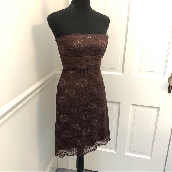 BCBGMaxAzria Brown Lace Cocktail Dress - Picture 7 of 8